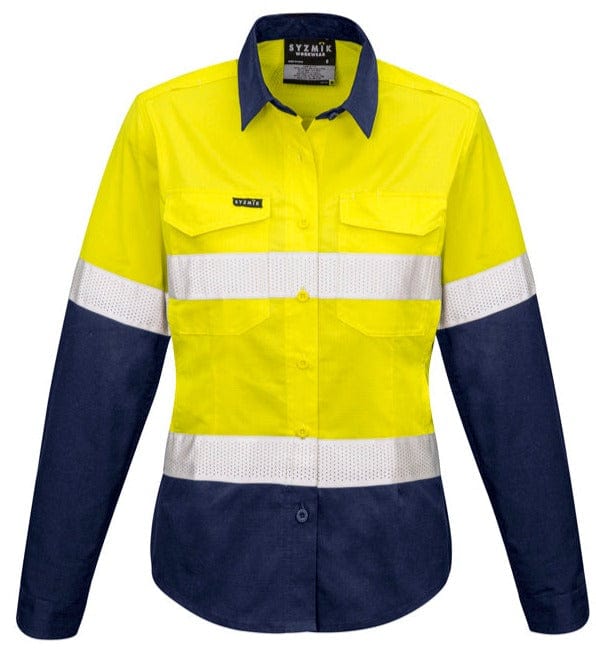 Syzmik Polos / Shirts Yellow/Navy / 8 Syzmik Women's Rugged Cooling Taped Hi Vis Spliced Shirt
