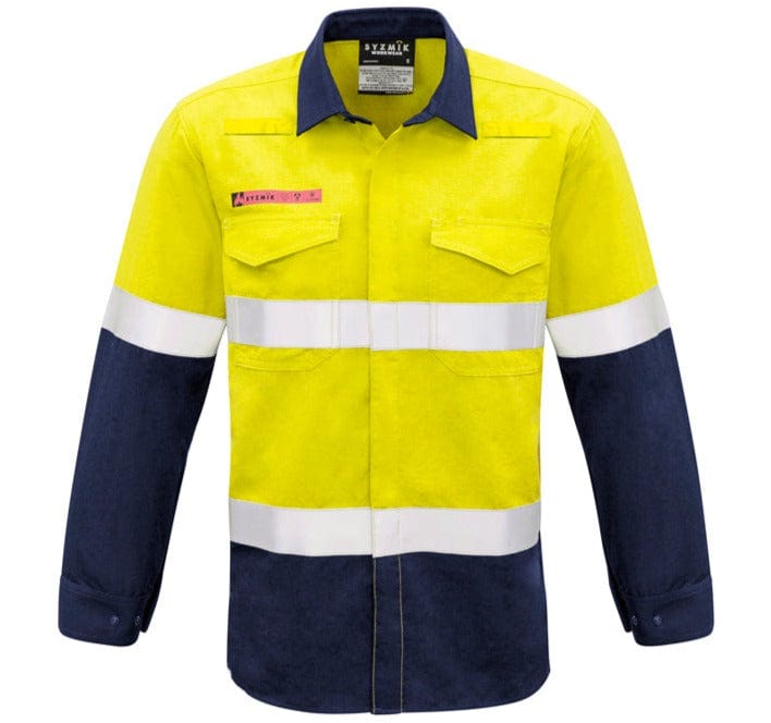 Syzmik Polos / Shirts Yellow/Navy / S Syzmik Men's FR Hooped Taped Spliced Shirt