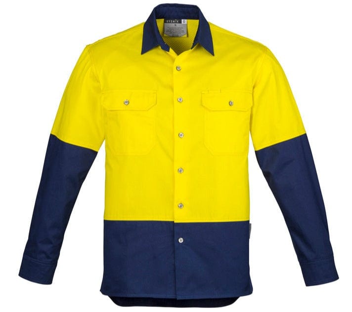 Syzmik Polos / Shirts Yellow/Navy / S Syzmik Men's Hi Vis Spliced Industrial Shirt