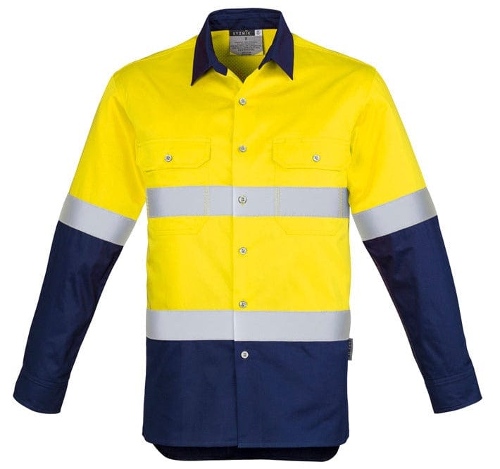 Syzmik Polos / Shirts Yellow/Navy / S Syzmik Men's Hi Vis Spliced Industrial Shirt - Hoop Taped