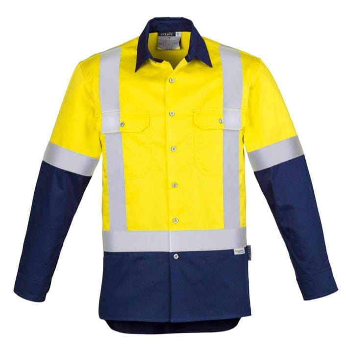 Syzmik Polos / Shirts Yellow/Navy / S Syzmik Men's Hi Vis Spliced Industrial Shirt - Shoulder Taped