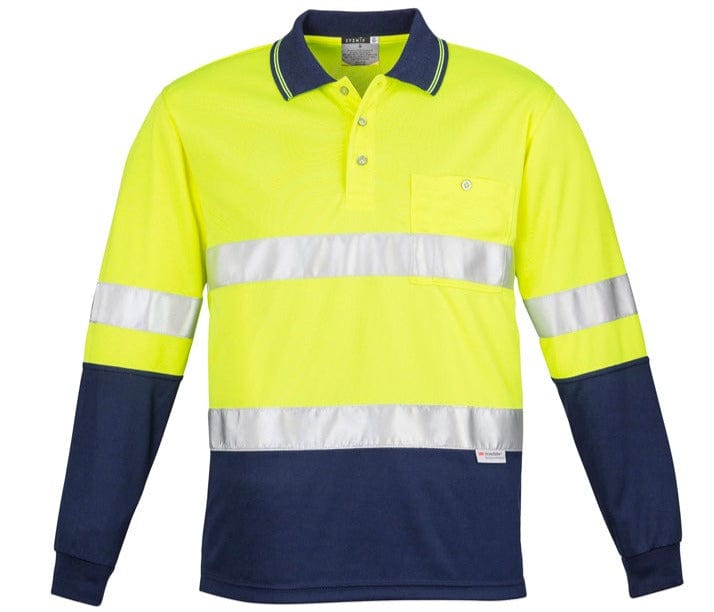 Syzmik Polos / Shirts Yellow/Navy / S Syzmik Men's Hi Vis Spliced Polo - Long Sleeve Hoop Taped
