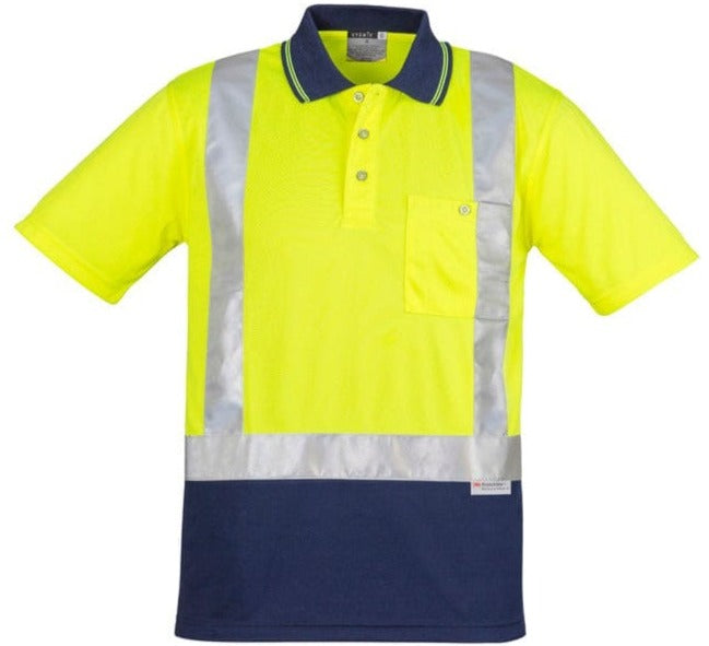 Syzmik Polos / Shirts Yellow/Navy / S Syzmik Men's Hi Vis Spliced Polo - Short Sleeve Shoulder Taped