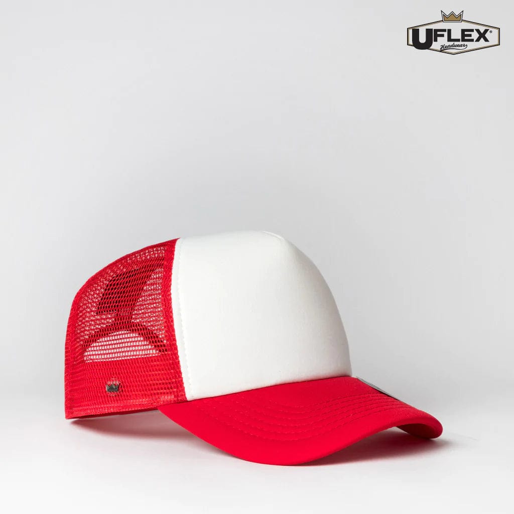 UFlex Hats White/Red Mesh / OS UFlex Kids Snap Back Trucker
