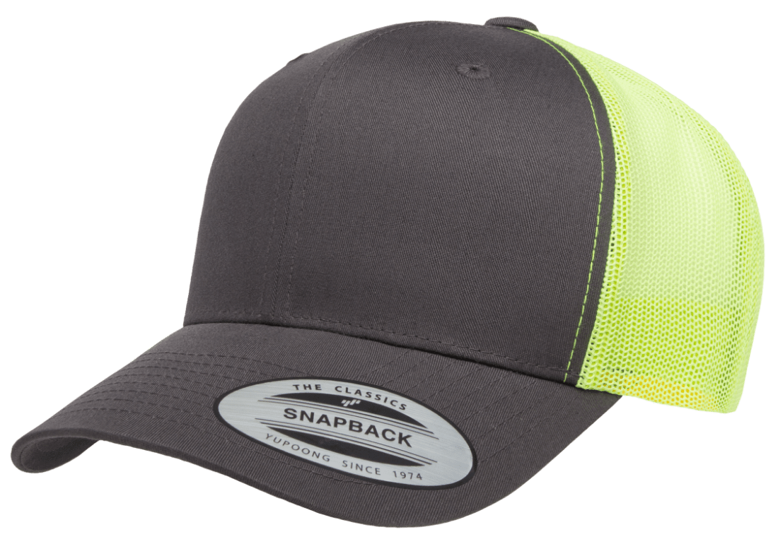 Yupoong Hats Charcoal/Neon Green / OSFA Yupoong Classics Retro Trucker Cap - 2 Tone