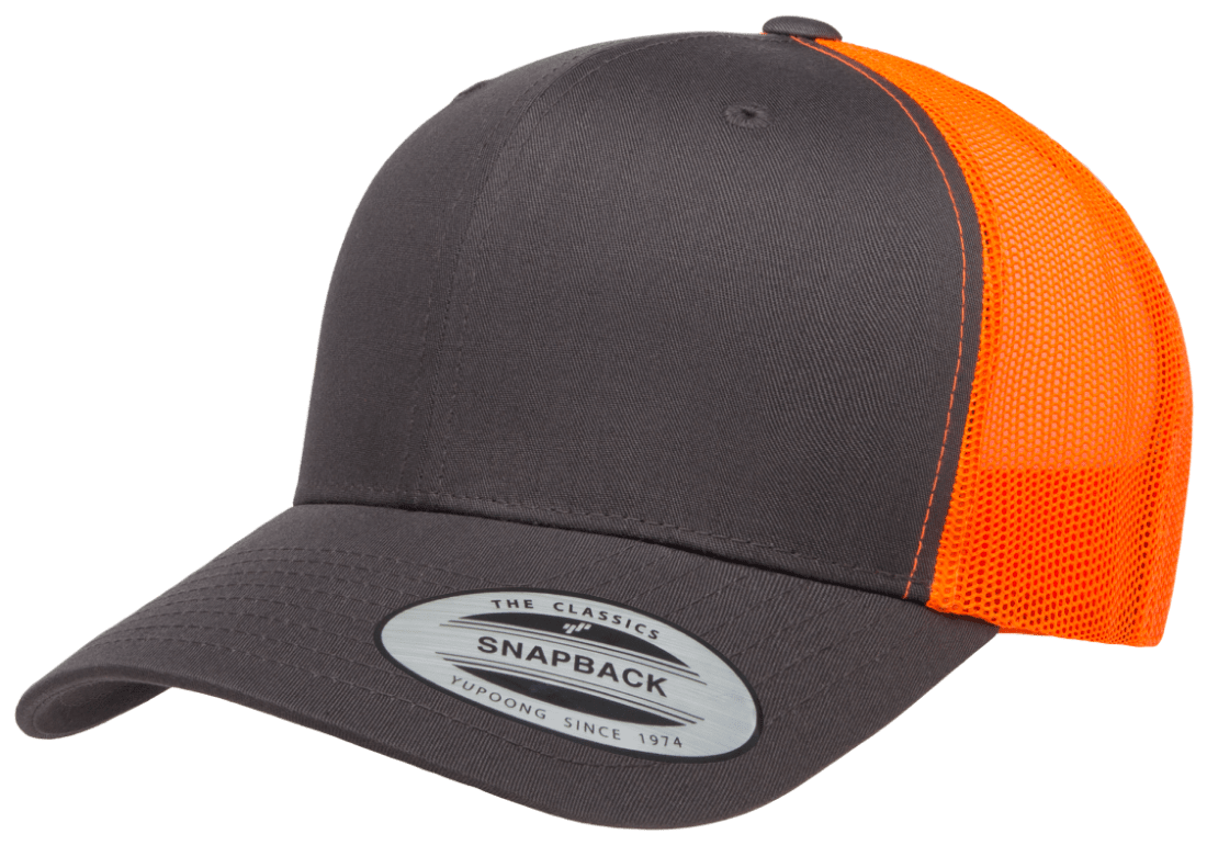 Yupoong Hats Charcoal/Neon Orange / OSFA Yupoong Classics Retro Trucker Cap - 2 Tone